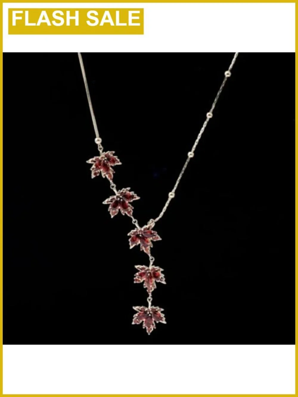 Cubic Zirconia Maple Leaf Pendant Necklace Adjustable Chain Dainty Fall Jewelry